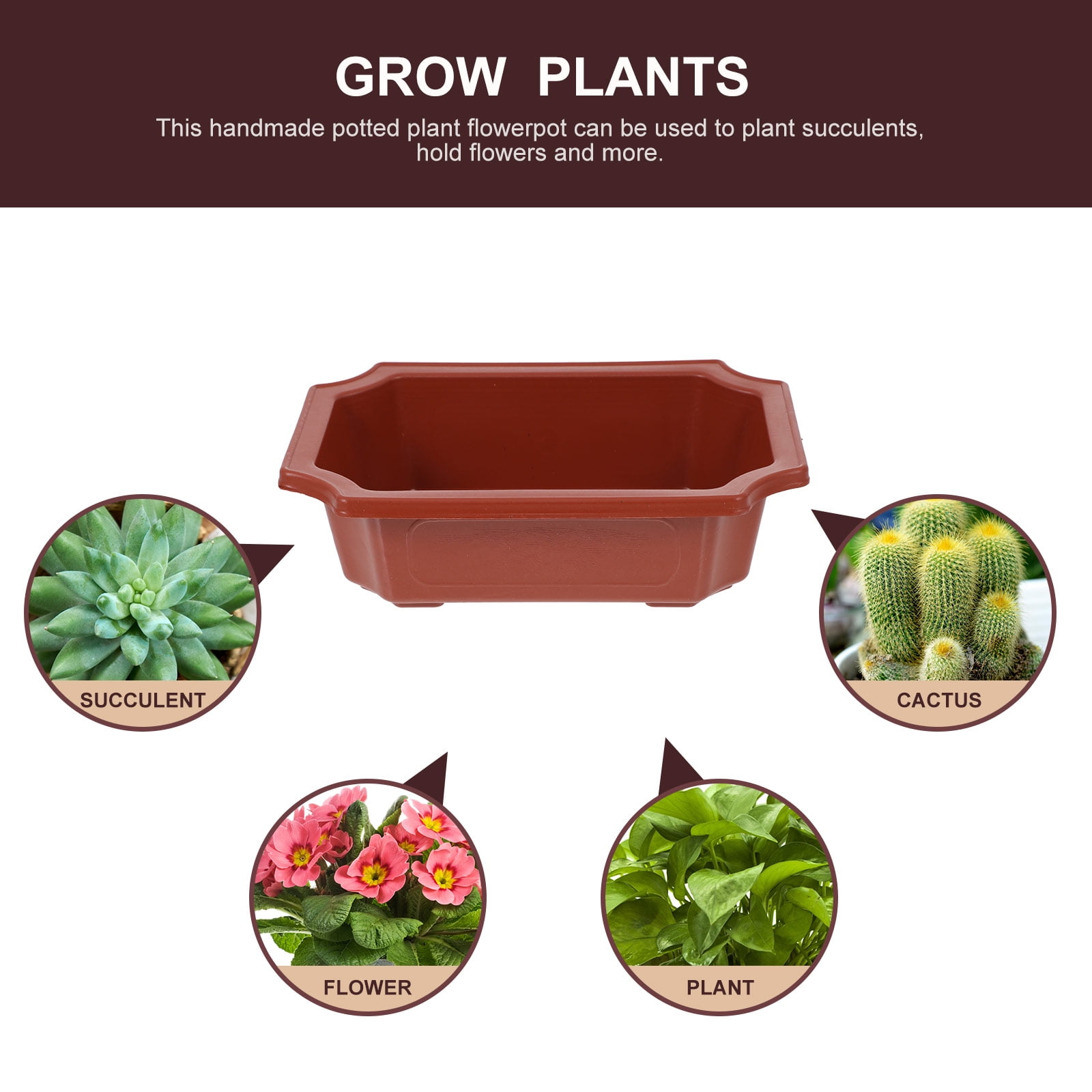 ★TOUT Y EST★ Flowerpot Mini Backlight Gray LE245609FLG MERRYHAPY Mini Plastic Flowerpots Red 5Pcs 9.4X6.7In