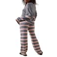 thumbnail image 3 of Tenues Tricotées 2 Pièces pour Femmes avec Imprimé à Rayures et Pantalons Amples, 3 of 6