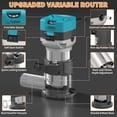 thumbnail image 3 of Router Tool, 6.5 Amp 1.25 HP Hand held Wood Router Tool, Compact Palm Trim Router for Woodworking, 6 Variable Speeds Fixed Base Laminate Router Woodworking Tool with Dust Hood 15PCS Router Bits, 3 of 9