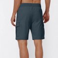 thumbnail image 3 of Pantalones Cortos de Carga de Cintura Elástica para Hombres Casual Sólido Longitud de Rodilla Bolsillo de Carga Pantalones Rectos, Mezcla de Algodón, 3 of 7