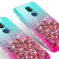 thumbnail image 4 of Liquid Glitter Phone Case for AT&T Motivate 2 Case, Cricket Icon 3 Case, Splendor Case Cover w/Tempered Glass Screen Protector - Pink/Teal, 4 of 5