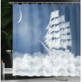 thumbnail image 4 of Ambesonne Abstract Art Shower Curtain, Clouds Ship in Sky, 69"Wx70"L, Blue White, 4 of 5