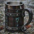 thumbnail image 6 of Clearance Nordics Rune Drinking Mug Rune Mug Beer Tankard Cup For Men Gift Norse Decor Stainless Steel Wooden Coffee Cool Mug Gift, 6 of 8