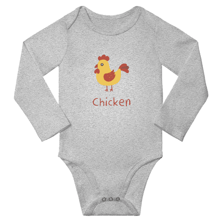 

Cartoon Chicken Funny Baby Long Sleeve One-pieces Boy Girl Unisex (Gray 6M)