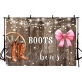 thumbnail image 4 of Boots or Bows Gender Reveal Backdrop Boys or Girls Baby Shower Banner Party Decoration Rustic Wood White Cowboy Boots Pink Bows Photography Background Cake Take Banner Photo, 4 of 4