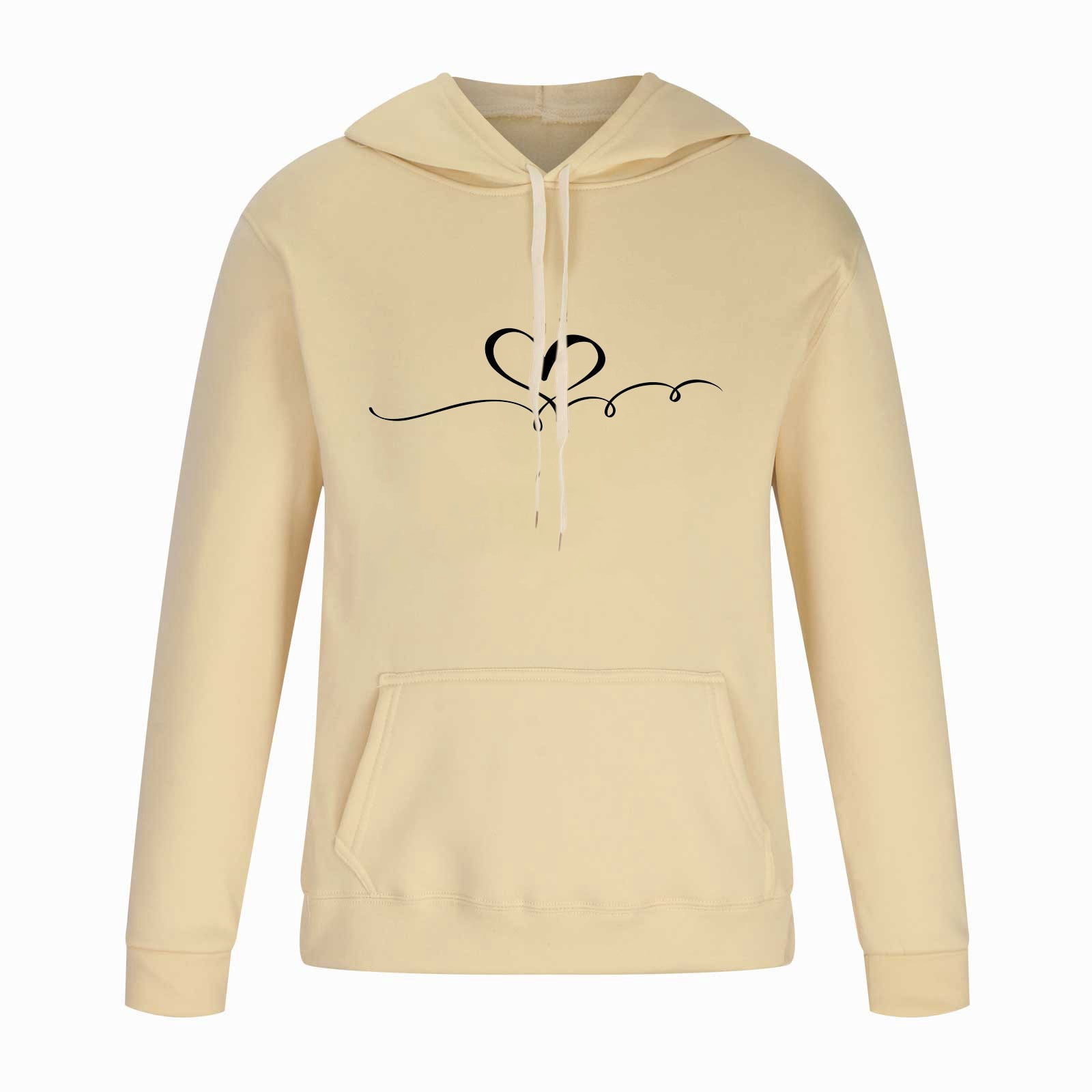 Jogger Sets for Women 2 Piece Baggy Fit Funny Heart Print Track Suits Soft Solid Color Sweatsuits Set with Pockets