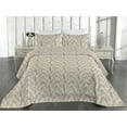 thumbnail image 2 of Ambesonne Leaves Quilted Bedspread Set 3 Pcs, Pale Brown Aloha Leaf Botany, Queen, Pale Brown White, 2 of 4