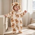 thumbnail image 5 of Maqroz Animal Print Boys Girls Fleece Jumpsuit Long Sleeve Hooded Romper Cute Cubby Graphic Loungewear with Zip, 5 of 8