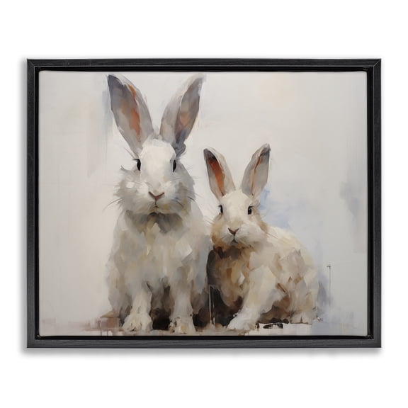 Stupell Industries Farmhouse Fluffy Spring Bunnies Black Floating Frame Canvas Art, 21 x 17, by Arlington Prints