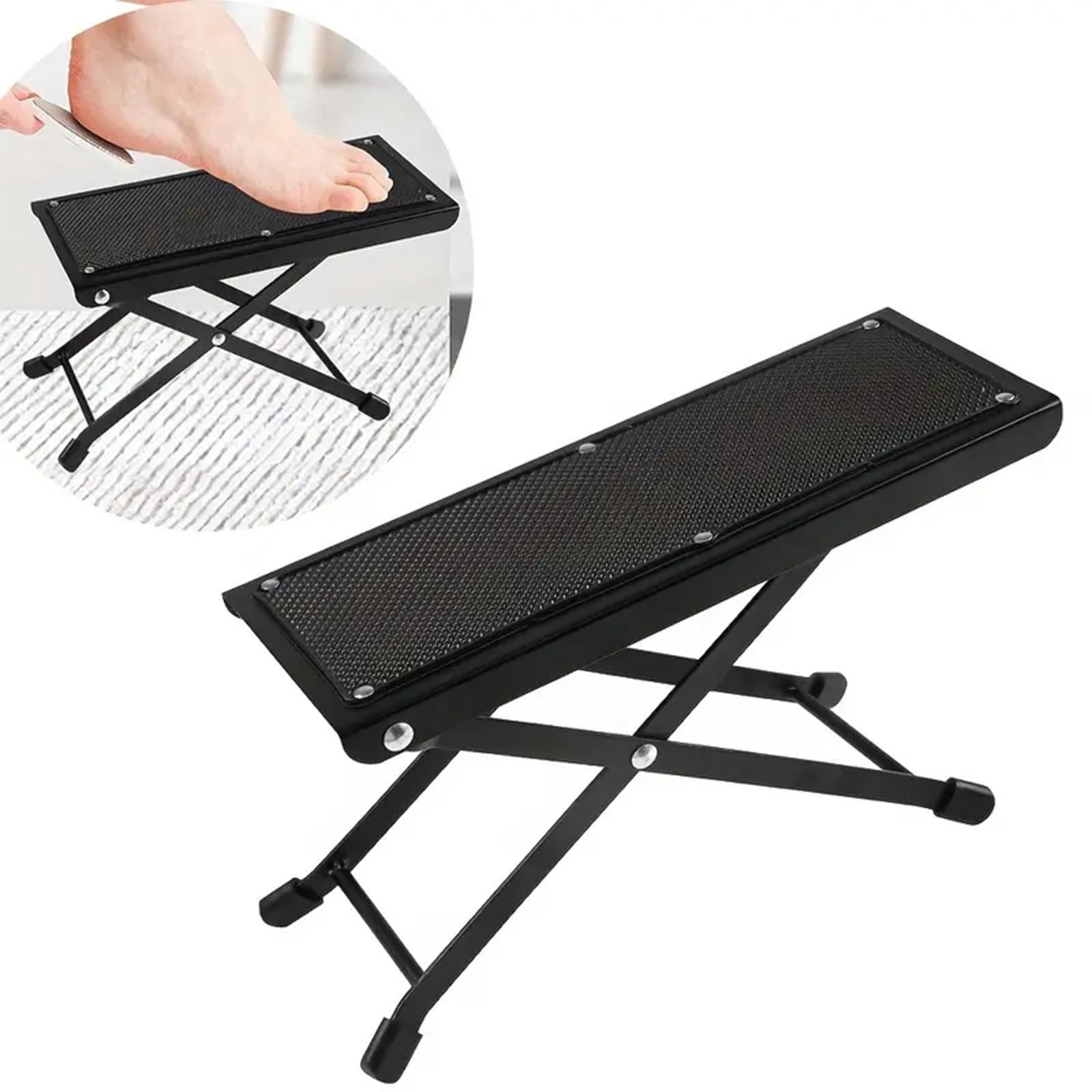 Guitar Footstool Foldable Adjustable Foot Rest Stand, Non Slip Stable Support Portable Design for Better Playing Posture, for Guitar Practice Performance Studio Home Use