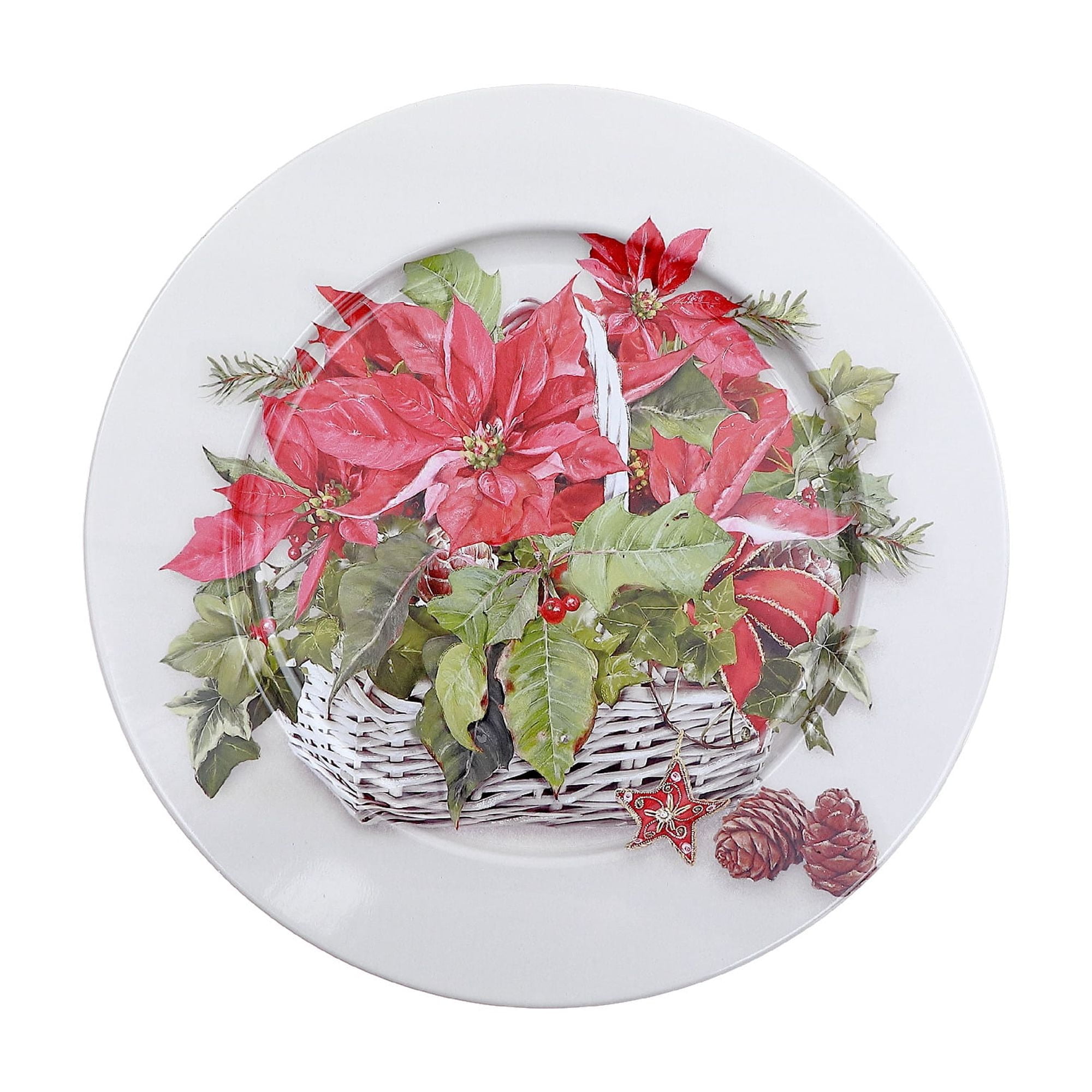 Printed Metal Charger Plate (Poinsettia) (13") - Set of 12