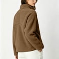 thumbnail image 5 of Hurxie Women’s Quarter Zip Fleece Pullover Fuzzy Sherpa Jacket Half Zip Mockneck Sweatshirt Jacket,Long Sleeve Cozy Layering Tops,Fuzzy Outfits, 5 of 7