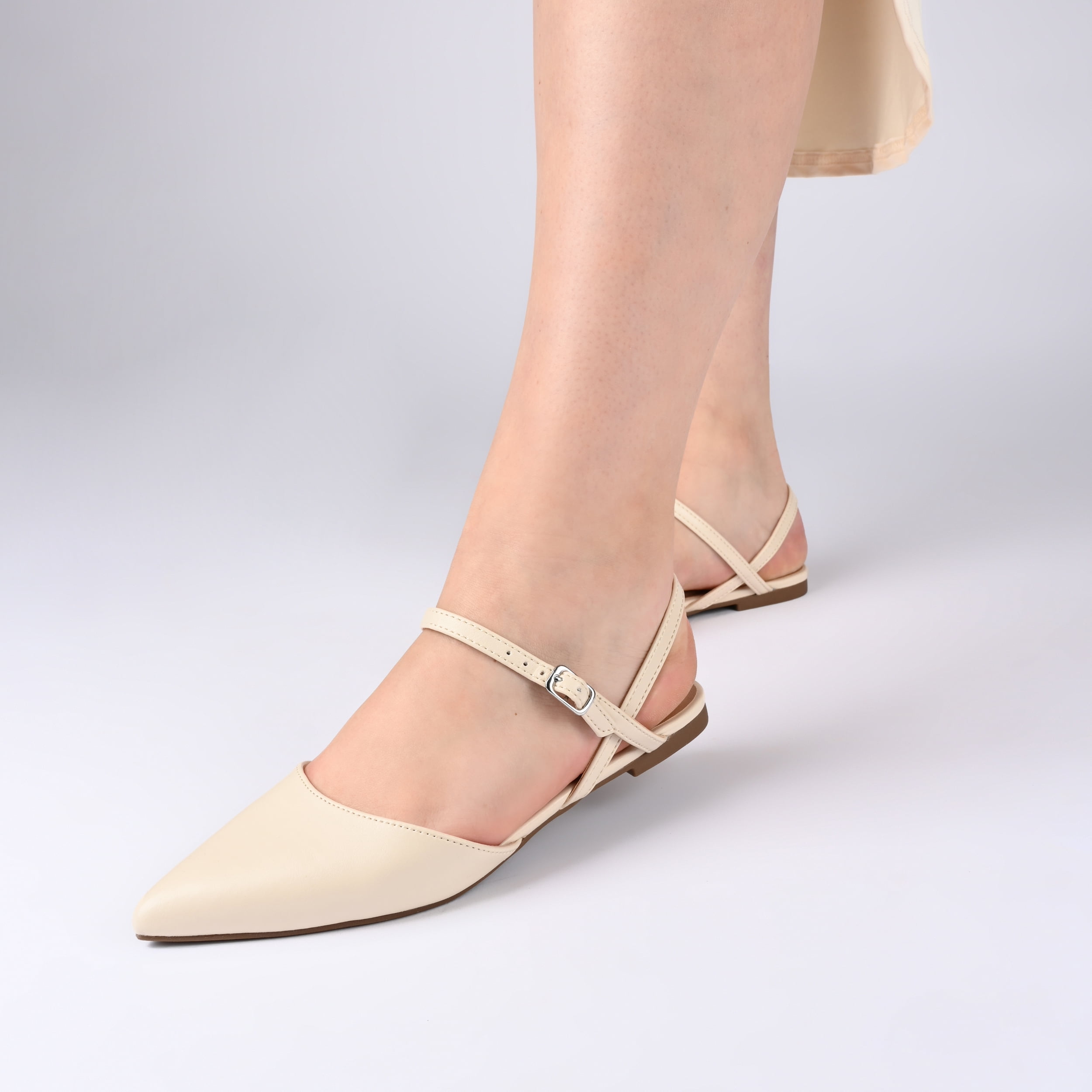 Journee Collection Women's Martine SuperNatural Shades Tru Comfort Foam Buckle Pointed Toe Flats