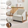 thumbnail image 4 of iooHug Mid-Century Chenille Upholstered Accent Chair, 250lbs Arm Chair with Wooden Frame for Living Room, Bedroom（Beige）, 4 of 7