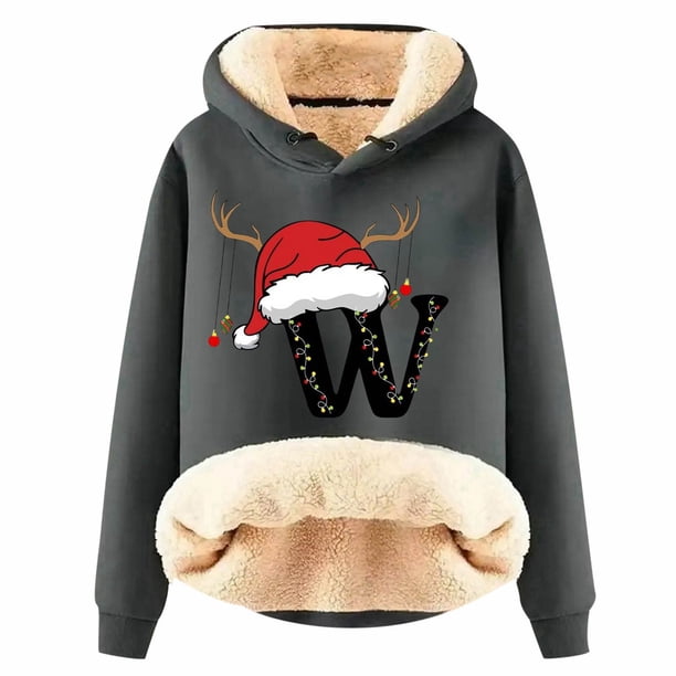 WILLBEST Sudadera Navideña para Mujer, con Estampado de Letras Navideñas, de Lana Gruesa, Cálida para El Invierno XXXXX-Grande