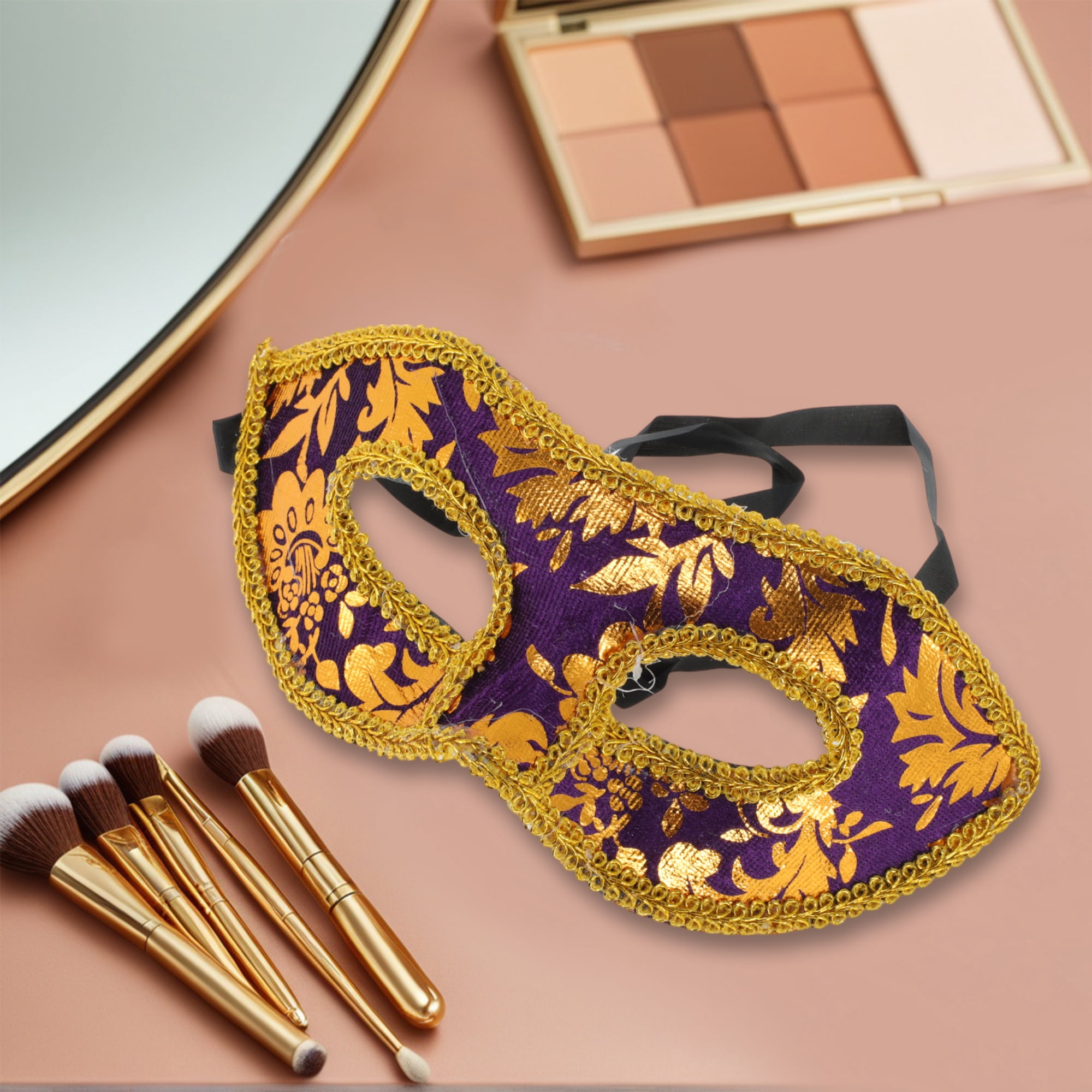 Unique Bargains 1 Box Jazz Cloth-Wrapped Flat Head Half Face Party Mask Purple