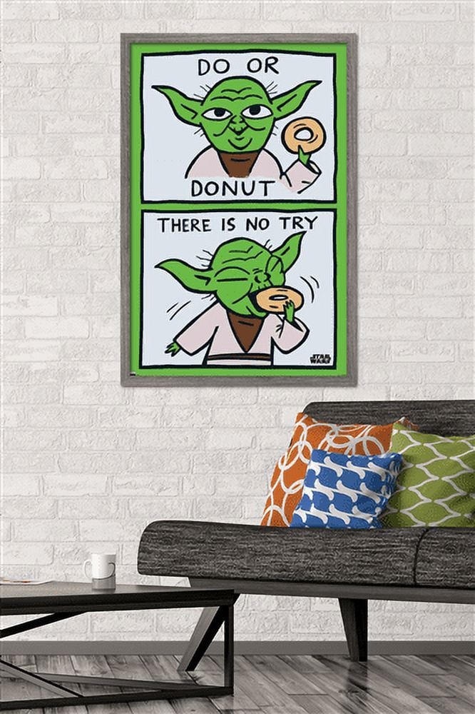 Star Wars: Saga - Yoda Donut Wall Poster, 22.375" x 34", Framed