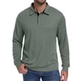 thumbnail image 4 of JWD Mens Long Sleeve Polo Shirt Classic Collared Button Pullover Casual Regular Fit Soft Lightweight Knit Top Green 2XL, 4 of 8