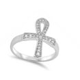 thumbnail image 4 of White CZ Ankh Cross Journey Pave Ring .925 Sterling Silver Micro Band Jewelry Female Size 5, 4 of 4