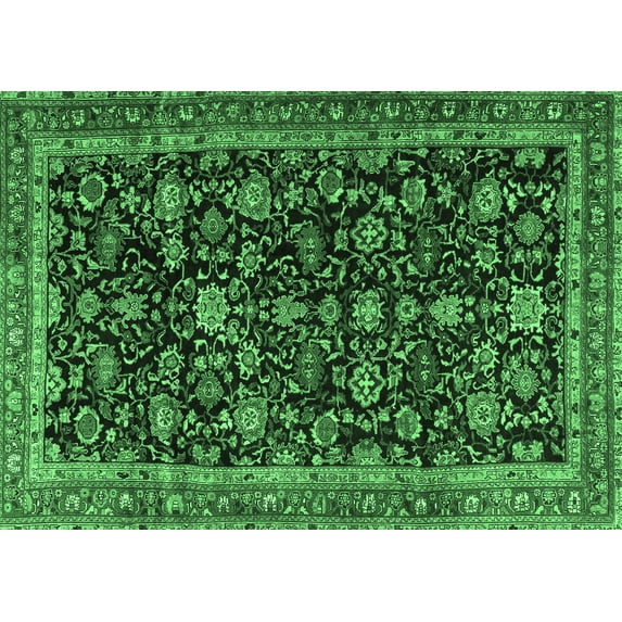 Ahgly Company Indoor Rectangle Persian Emerald Green Traditional Area Rugs, 7' x 9'