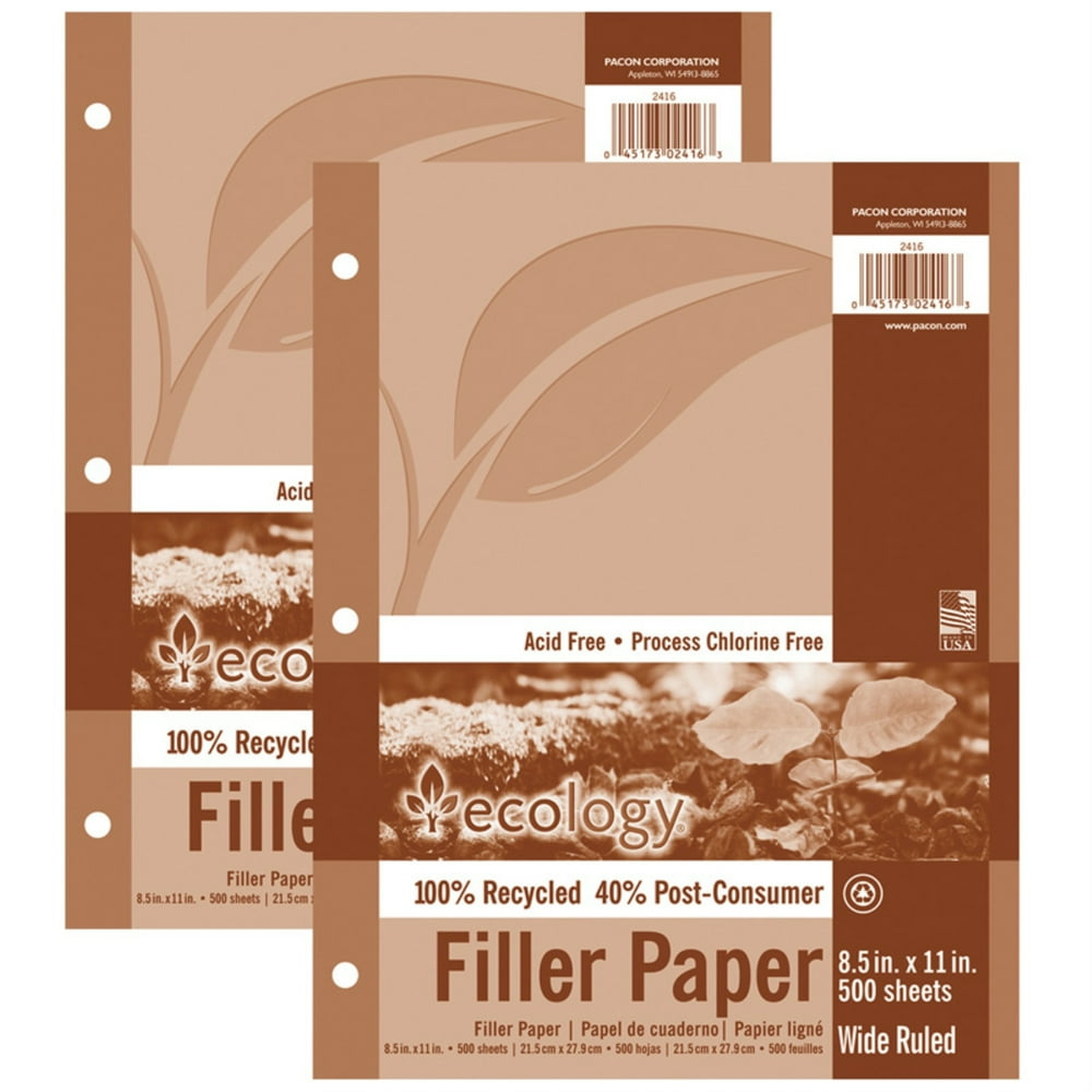 Recycled Filler Paper, White, 3Hole Punched, 3/8"