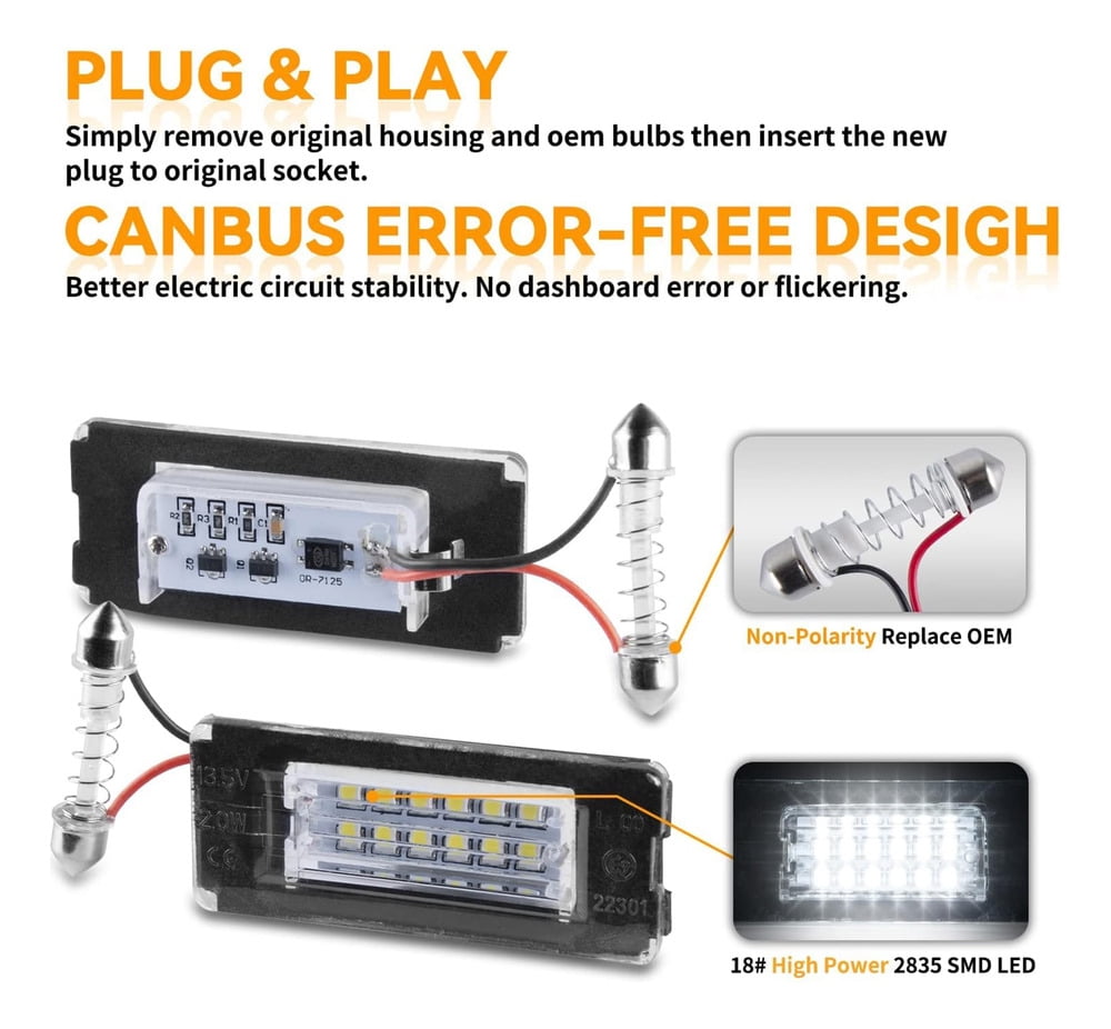 Applicable to License Plate Lights Mini R56 07-13 R57 09- R58 R59