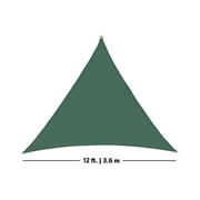 Coolaroo Coolhaven Outdoor Sun Shade Sail With Hardware Kit 95% UV Block Protection for Garden, Patio, Backyard, 12' Triangle, Heritage Green