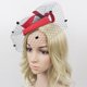 thumbnail image 3 of Elegante Tapa De La Azafata De La Pinza De Pelo De La Boda Del Velo Del Birdcage Cara Roja Fascinator Sunnimix Headwear nupcial, 3 of 5