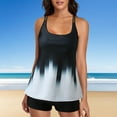 thumbnail image 2 of PMVFHDE Bathing Suit for Women 2 Piece Bikini Plus Size Double Straps Colorful Print Tankini Top Swimsuits Two Piece Bathing Suits Tummy Control Long Torso Tank Tops With Boyshorts Black,XL, 2 of 9