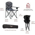 thumbnail image 3 of Sunnyfeel XXL Oversized Camping Chair Heavy Duty 800 LBS Padded Portable Folding Lawn Chair with Cup Holder (Carbon Black), 3 of 6