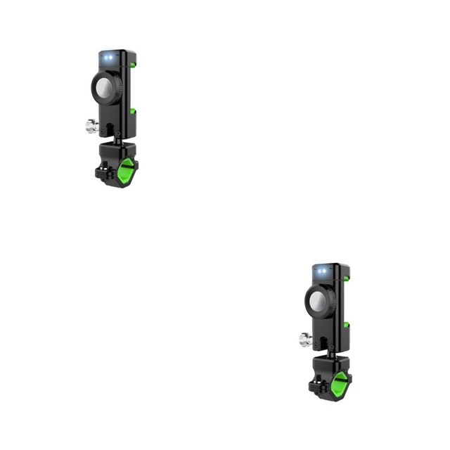 Soporte para teléfono móvil de bicicleta Yuarrent manillar giratorio 360 grados Verde con luz 2Conjunto