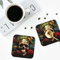 thumbnail image 4 of Fuzoiu Butterfly Flower Plant Skull Print Leather Coasters Set,Drink Coasters Set of 4,for Tabletop Protection, Durable PVC Coasters,Home Décor and Housewarming Gift-Square, 4 of 6
