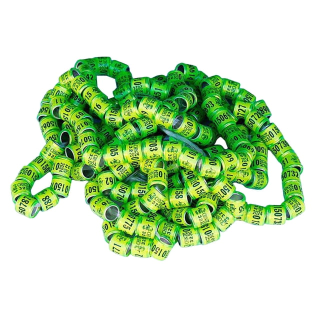 100x Anillos para patas de paloma Bandas para pies de paloma de aluminio Identificación, pájaro portátil numerado 8 mm para pinzón gallo Aves pequeñas Amarillo claro Yinane Anillos para patas de paloma