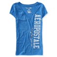 thumbnail image 1 of Camiseta gráfica con cuello en V y purpurina Aeropostale azul extragrande, 1 of 2