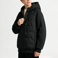 thumbnail image 2 of YUANxueke Boys Zip Up Thickened Coat, Long Sleeve Puffer Jacket with Drawstring Hood, Winter Warm Casual Outerwear, 2 of 7