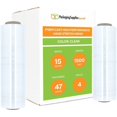 thumbnail image 2 of PSBM Stretch Wrap for Packing, 4 Pack of 15 Inch x 1500 Feet, 47 Gauge, High Cling Moving Stretch wrap, Cast Hand Stretch Film Moving wrap Rolls, Strong Plastic Wrap for Moving, 2 of 7