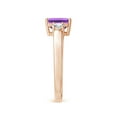 thumbnail image 3 of ANGARA Natural Square Emerald-Cut 1.3 ct Amethyst and Diamond Three Stone Ring in 14K Rose Gold for Women (Size-7mm) | February Birthstone, Anniversary, Jewelry Gift for Women | Natural Amethyst Ring, 3 of 9