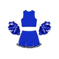 thumbnail image 4 of TTAO Kids Girls Cheerleading Uniform Dancewear Sequin Crop Tops Skirts Set with Pom Poms Outfits Costume Royal Blue 10, 4 of 5