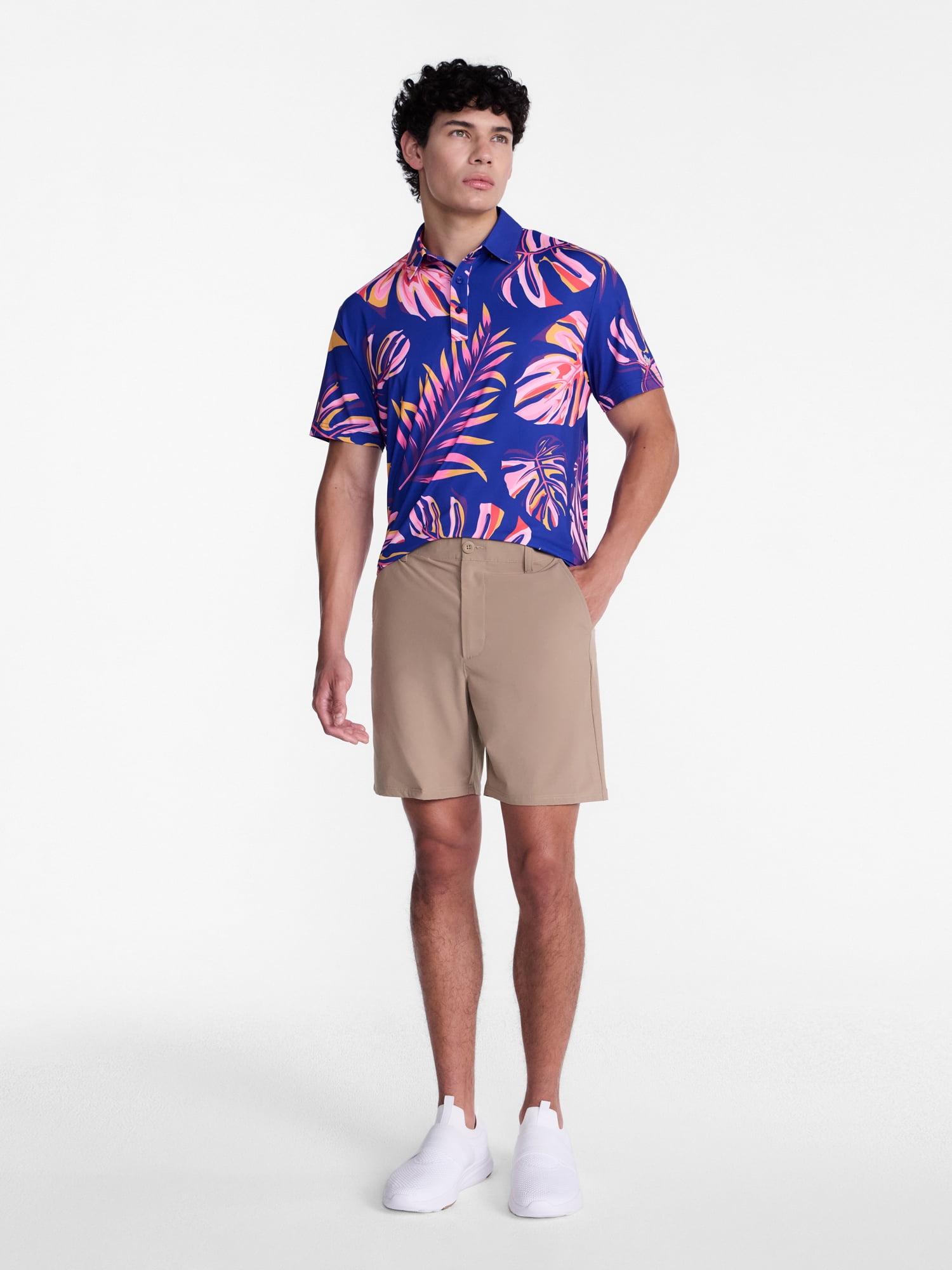 Birdie Bound Men's and Big Men's Vibrant Vines Golf Polo Shirt, Sizes XS-4XLT