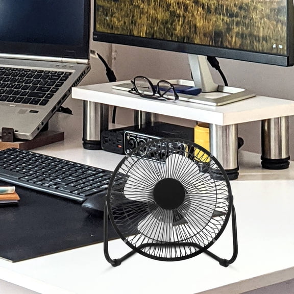 HOOWIFFY Retro USB Desk Fan, Portable Ultra-Quiet Lightweight Black Personal Cooling Fan for Office, Home, Bedroom, Travel