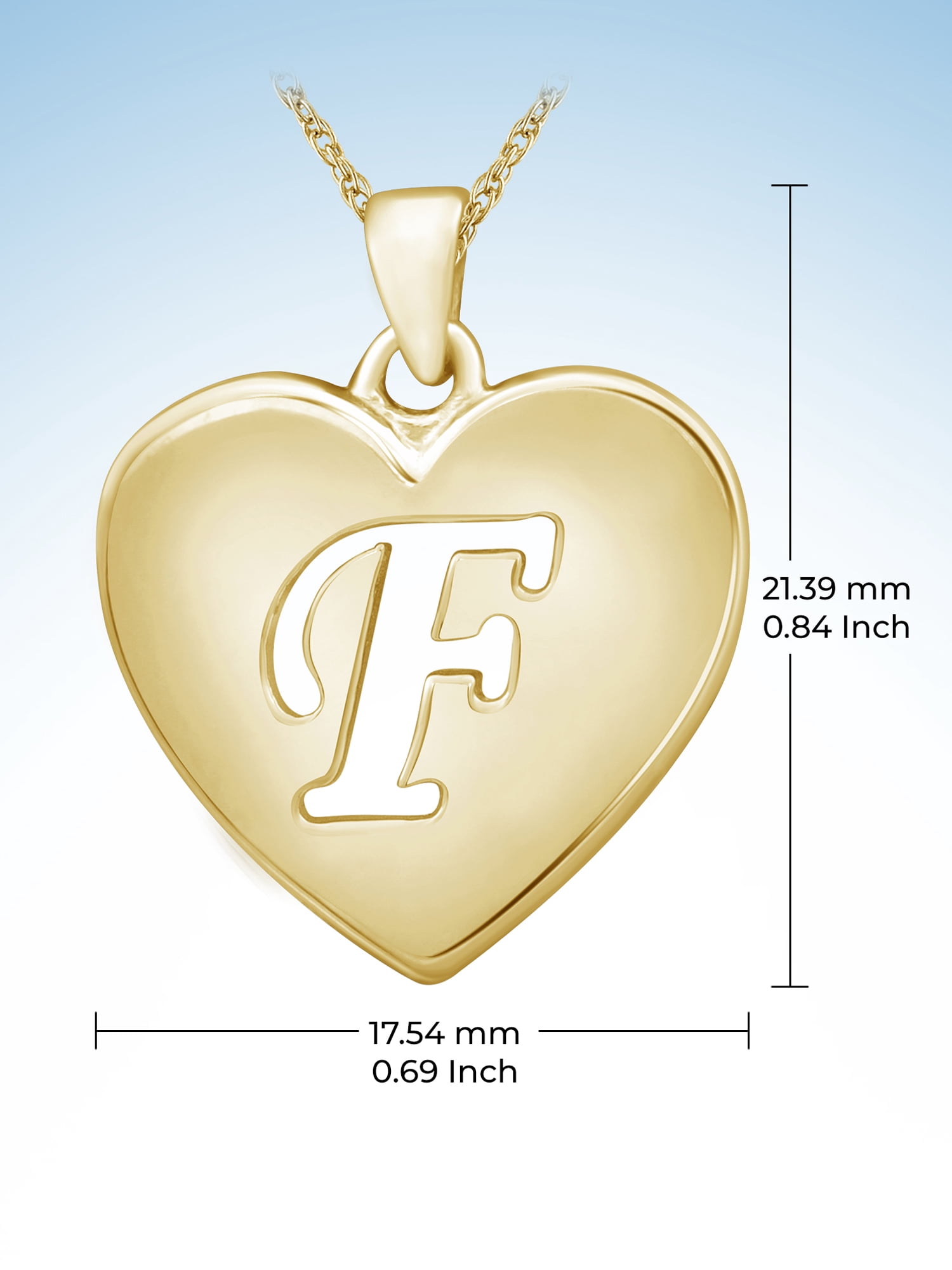JewelersClub Initial Letter Pendant for Women|Customizable 14K Gold over Silver F Alphabet Monogram Necklaces for Girls|Cursive Script Capital Letters|Personalized Jewelry Gift for Her