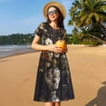 thumbnail image 4 of Disketp Vintage Floral Vase A para Vestido de Manga Corta para Mujeres, Vestidos de Verano para Mujeres, Casual y Holgado para la Playa, 4 of 6