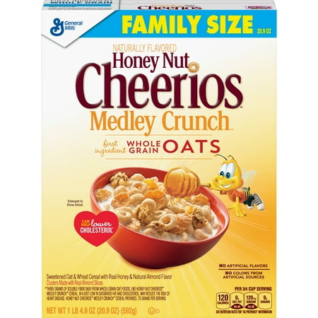(2 Pack) Honey Nut Cheerios Medley Crunch, Cereal, Family Size, 20.9 oz