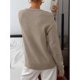 thumbnail image 6 of BTFBM Women Long Sleeve Crew Neck Sweaters Tops, 2 in1 Knitted Pullover, Deco Buttons, Oversized, Stretchy, Vacation, Business Casual Outfits, Fall Winter Trendy, 6 of 9