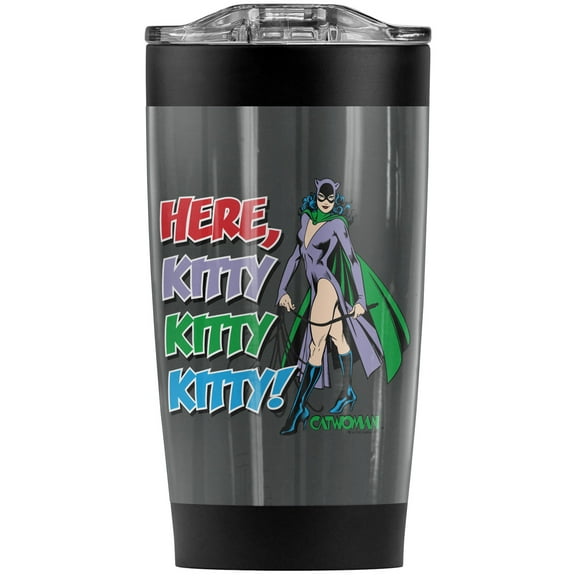 Batman Catwoman Here Kitty Stainless Steel Tumbler 20 oz Coffee Travel Mug/Cup, Vacuum Insulated & Double Wall with Leakproof Sliding Lid | Great for Hot Drinks and Cold Beverages