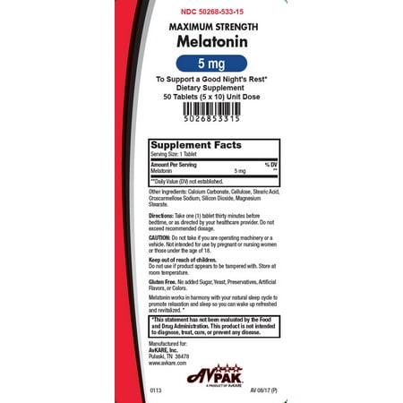 Pharmacy Melatonin Tab Av 5mg