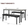 thumbnail image 5 of GAOMON 3 Piece Dining Table Set for 4,Kitchen Table and Benches,3 Piece Rectangle Dining Table Set for 4-6,Kitchen Table Set for Small Space, Apartment, Studio, Rustic Gray, 5 of 7