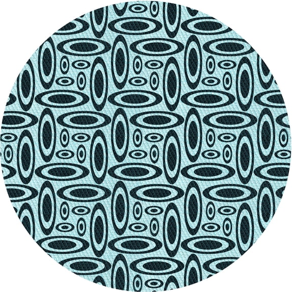 Ahgly Company Machine Washable Indoor Round Transitional Blue Lagoon Blue Area Rugs, 8' Round