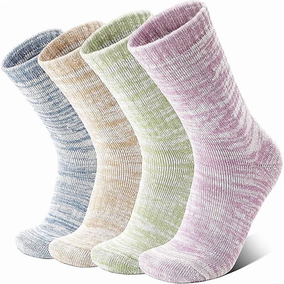 Eryueer Merino Wool Warm Boot Hiking Socks Thermal Extra Thick Winter Cozy Crew Comfy Cushioning Work Women Men Socks 4 Pairs