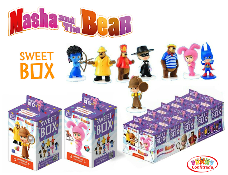 SWEET BOX Gummies and Toy, Masha and the Bears Collection Box. 0.35 Ounce